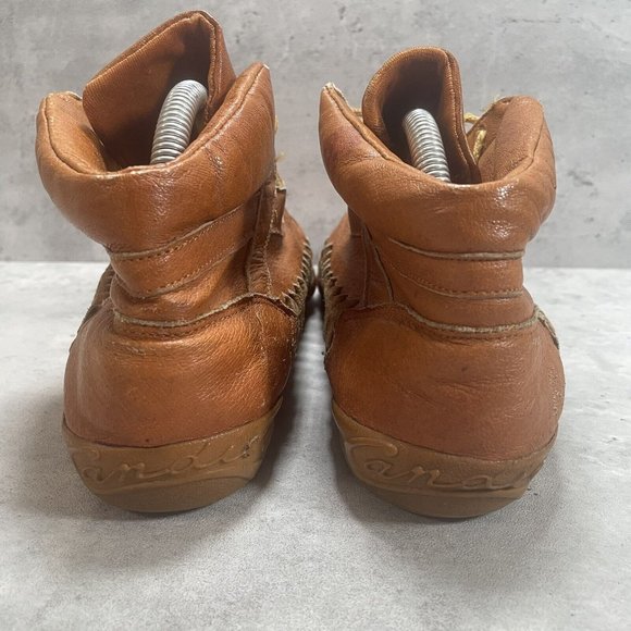 Rare Vintage Candies Ankle Booties Leather Womens Size 9M Vented Tan Camel Brown - Picture 4 of 9